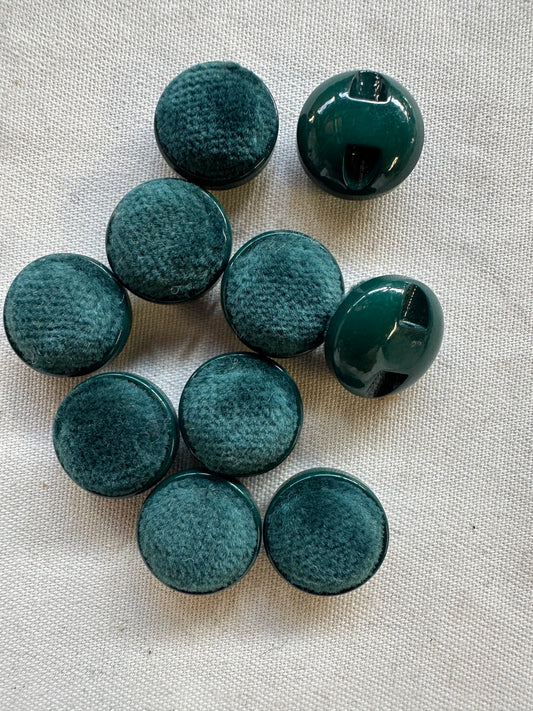 Vintage Italian Teal Velvet Buttons