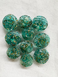 Vintage Italian Aqua with Gold Leaf Inside Button Bundle 10 Count