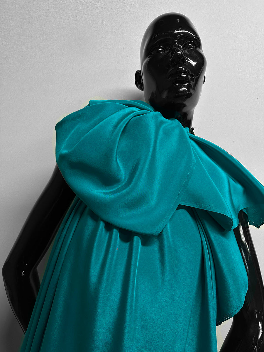 Deadstock Teal Silk Crepe De Chine