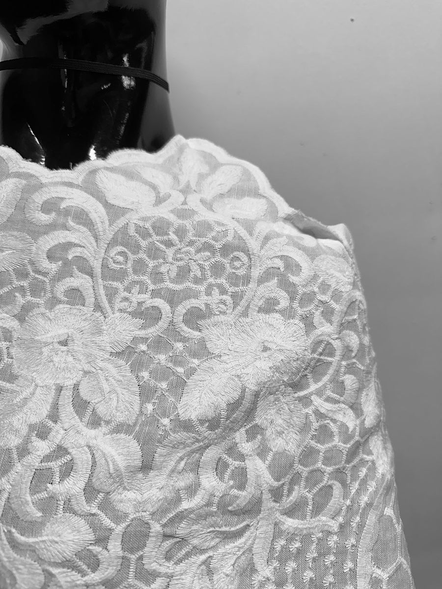 Italian Embroidered White Linen