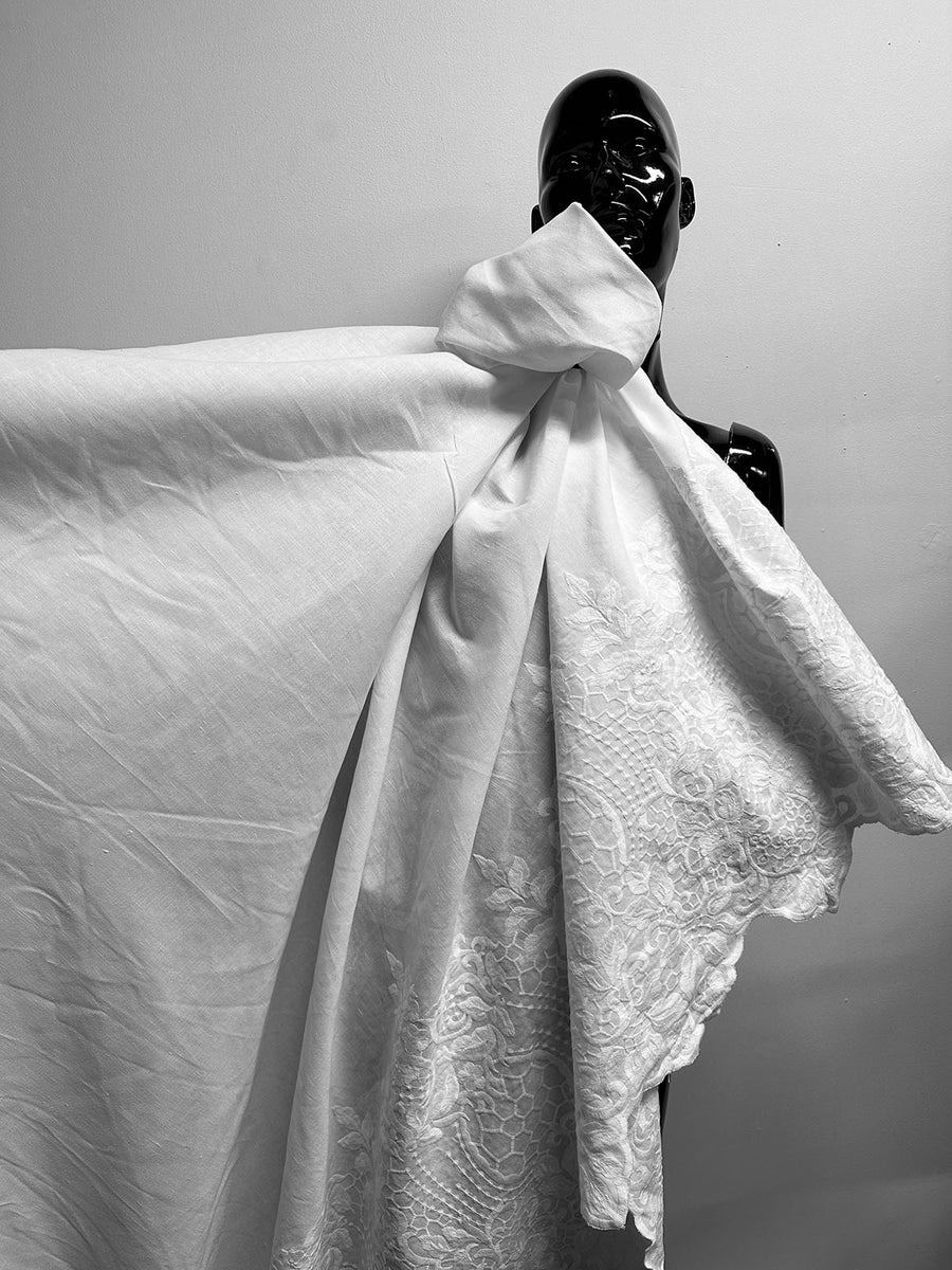 Italian Embroidered White Linen