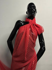 Muted Tomato Silk Chiffon Polka Dot