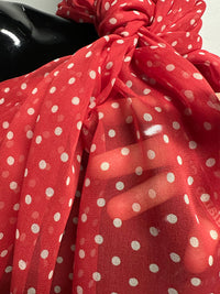 Muted Tomato Silk Chiffon Polka Dot