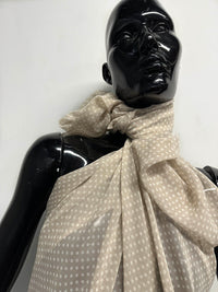 Beige Polka Dot Silk Chiffon