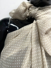 Beige Polka Dot Silk Chiffon