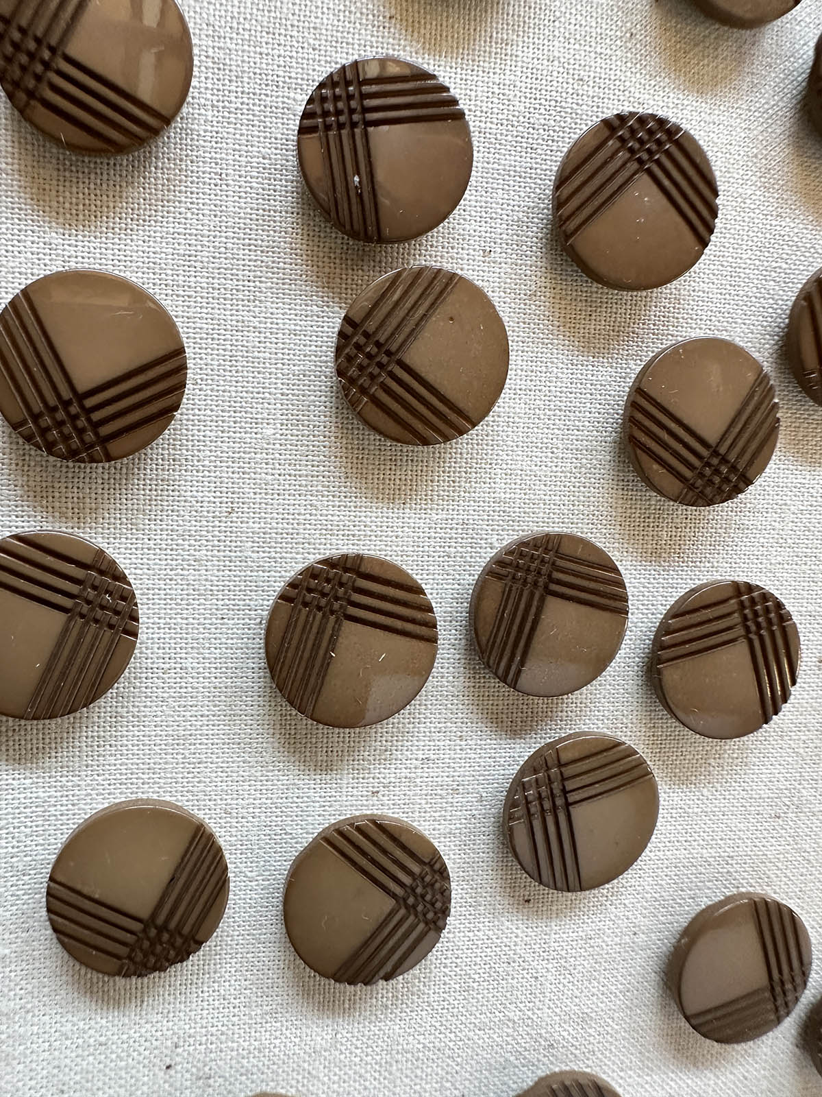 Vintage Italian Taupe Cross Hatch Buttons