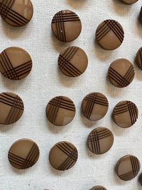 Vintage Italian Taupe Cross Hatch Buttons