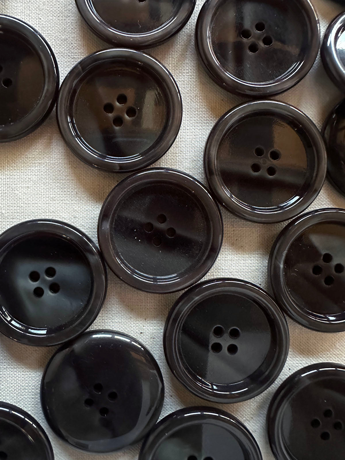 Vintage Italian Glossy Casein Charcoal Marble Buttons