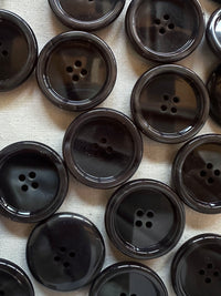 Vintage Italian Glossy Casein Charcoal Marble Buttons