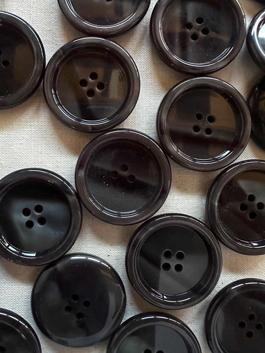 Vintage Italian Glossy Casein Charcoal Marble Buttons