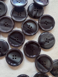 Vintage Italian Glossy Casein Charcoal Marble Buttons