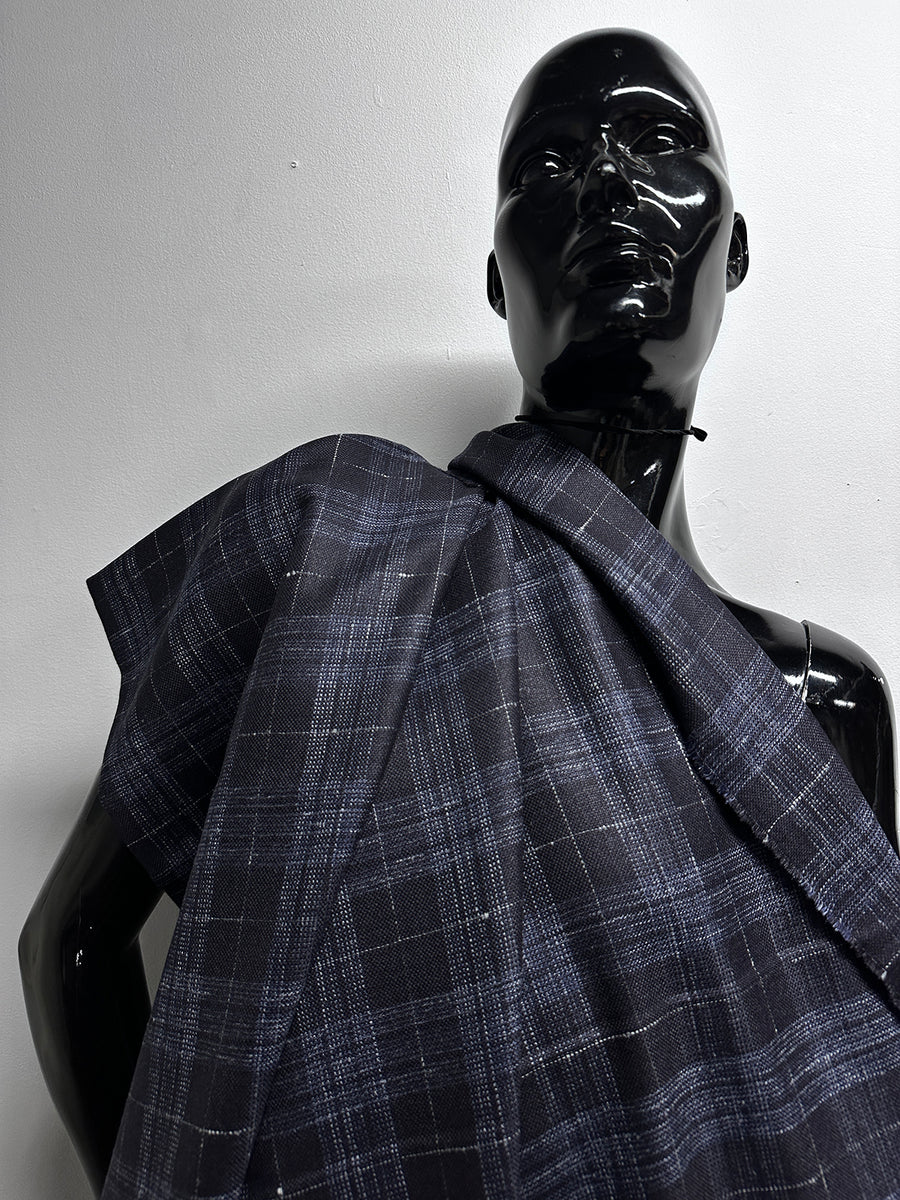 E. Thomas  Silk Linen Wool Check Suiting - 11