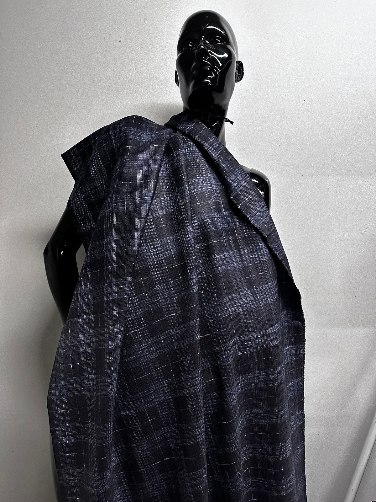 E. Thomas  Silk Linen Wool Check Suiting - 11