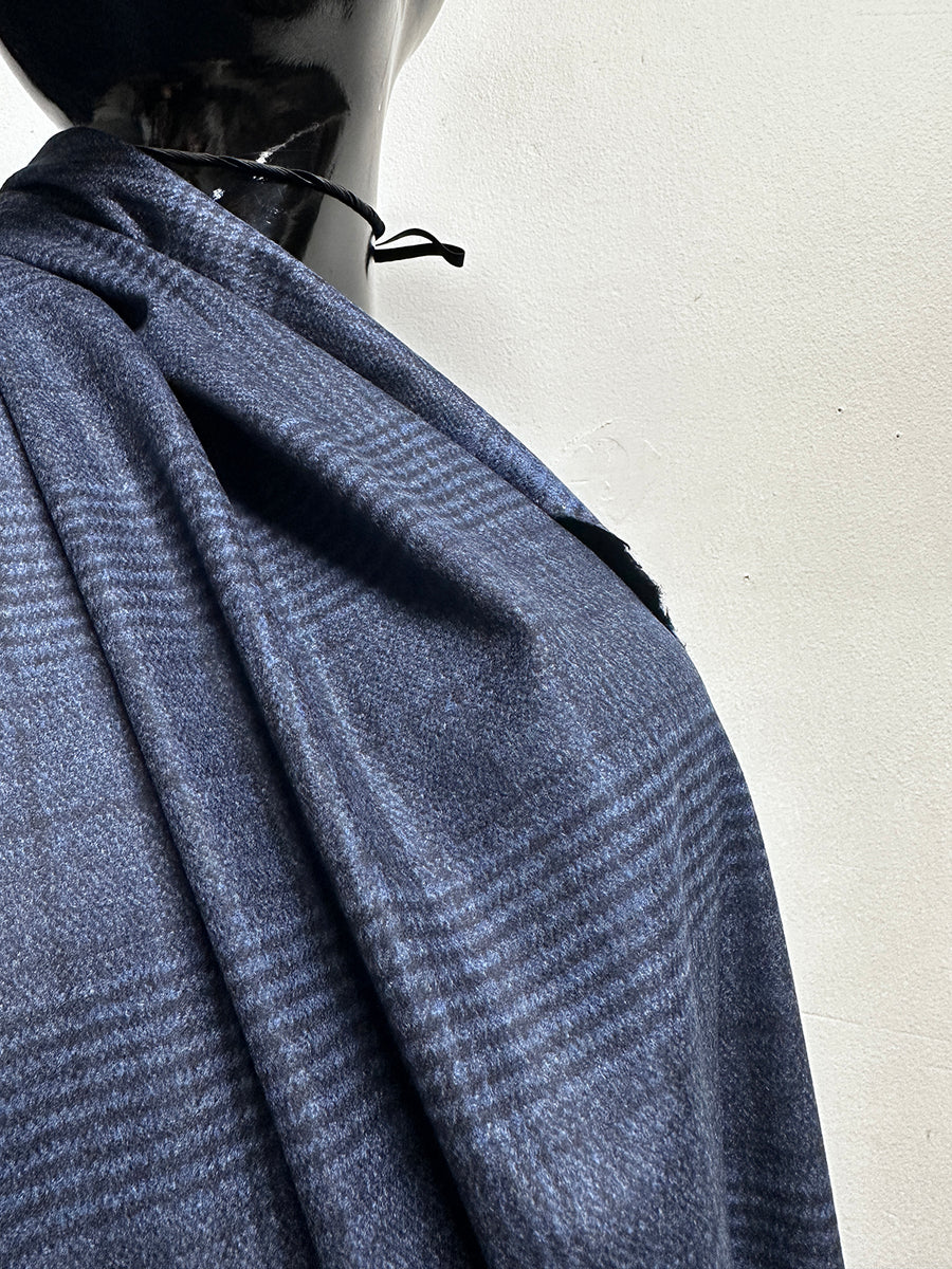 Luxury Sumer Cashmere Blue Melange Glenplaid - 12