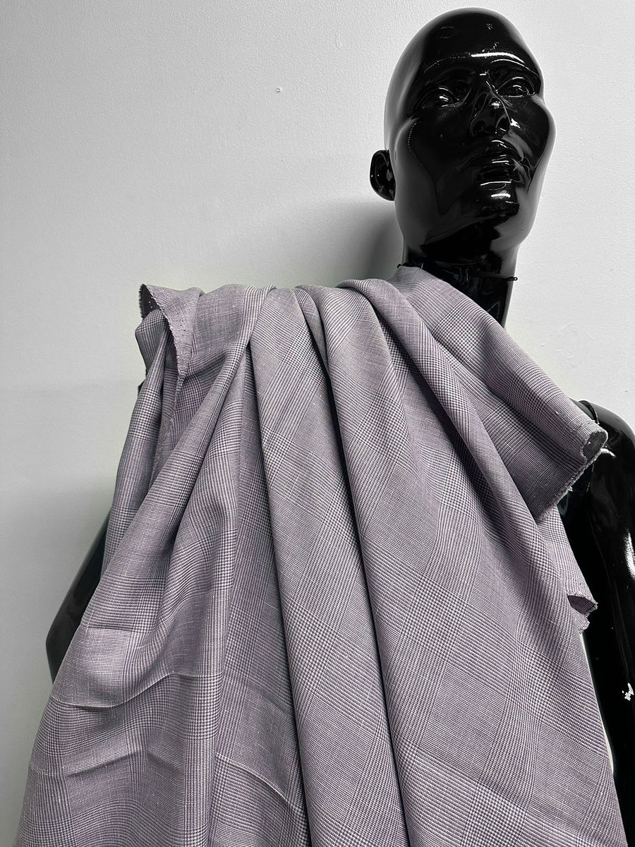 Luxury Italian Lilac Glenplaid Linen Shirting