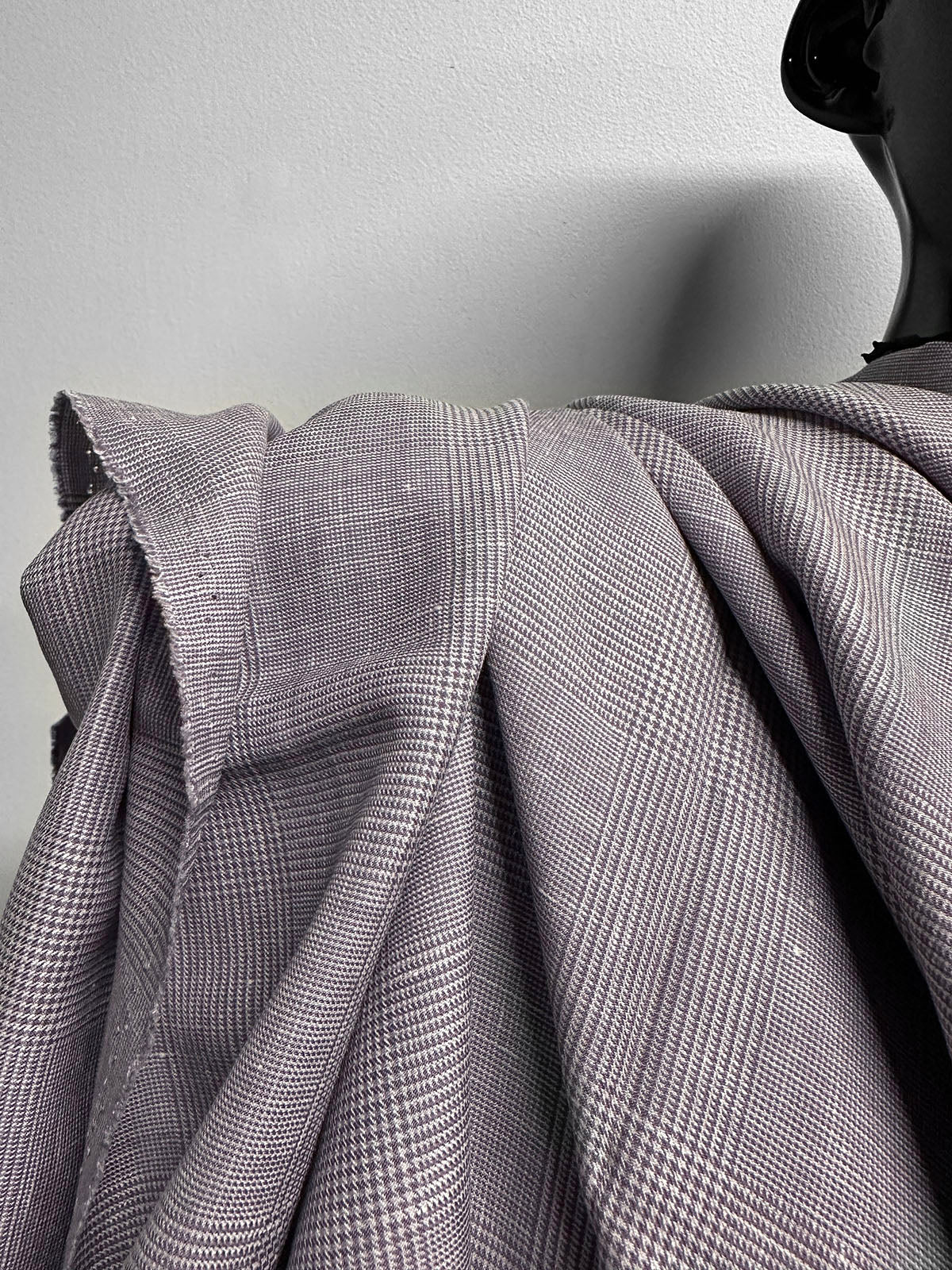Luxury Italian Lilac Glenplaid Linen Shirting