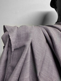 Luxury Italian Lilac Glenplaid Linen Shirting