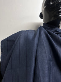 Indigo Blue Melange Stripe Linen Shirting - 16