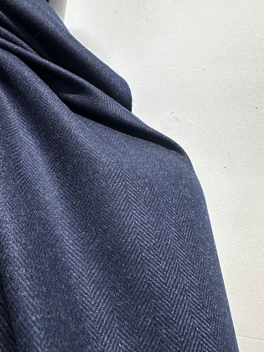 Luxury Midnight Cashmere Blend Herringbone Suiting - 23