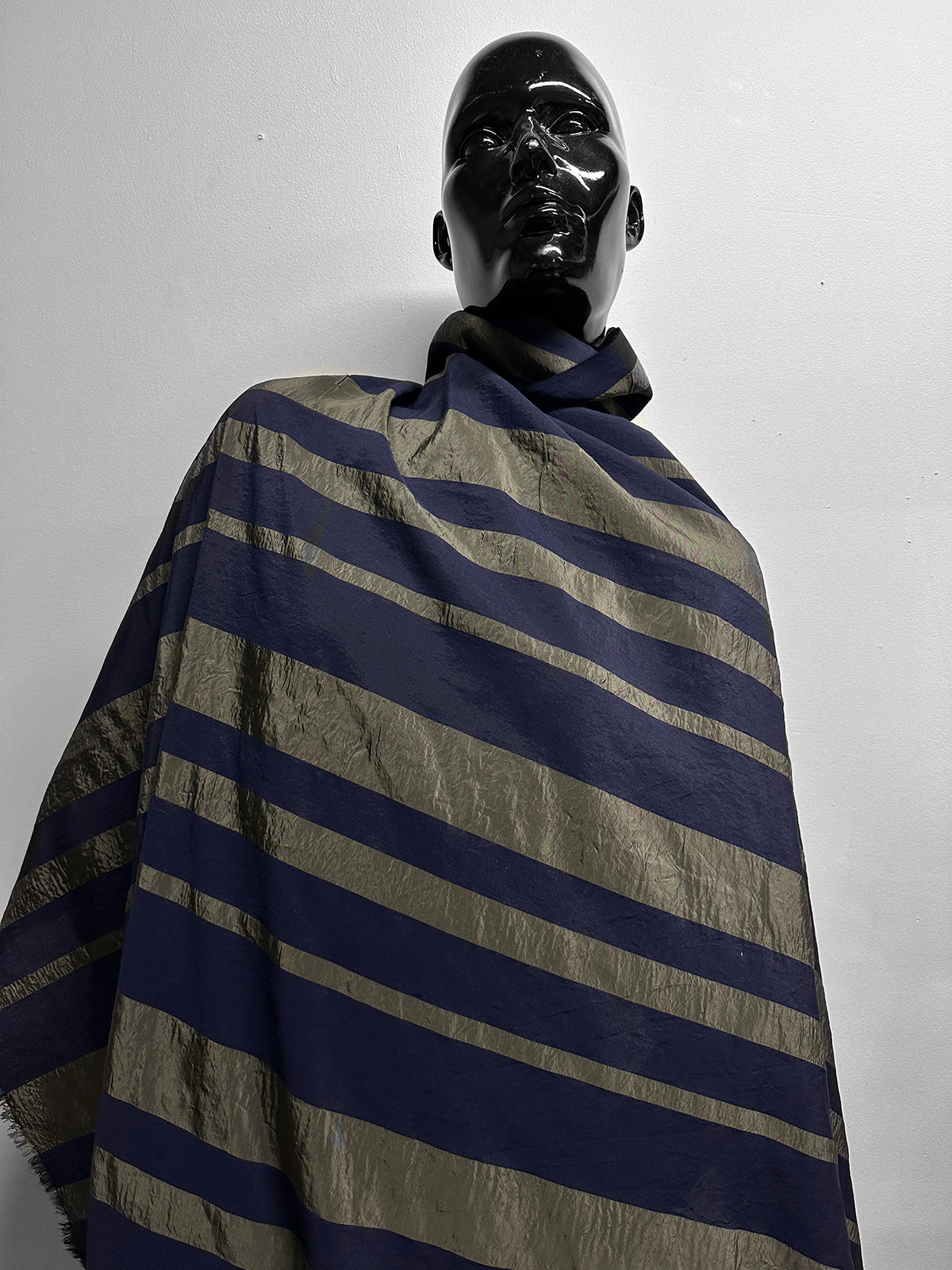 Deadstock Italian Summer Rayon Crinkle Stripe - Olive