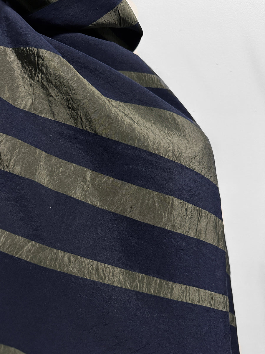 Deadstock Italian Summer Rayon Crinkle Stripe - Olive