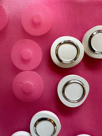 Vintage Italian Space Age White Chrome Buttons
