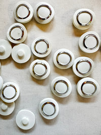 Vintage Italian Space Age White Chrome Buttons