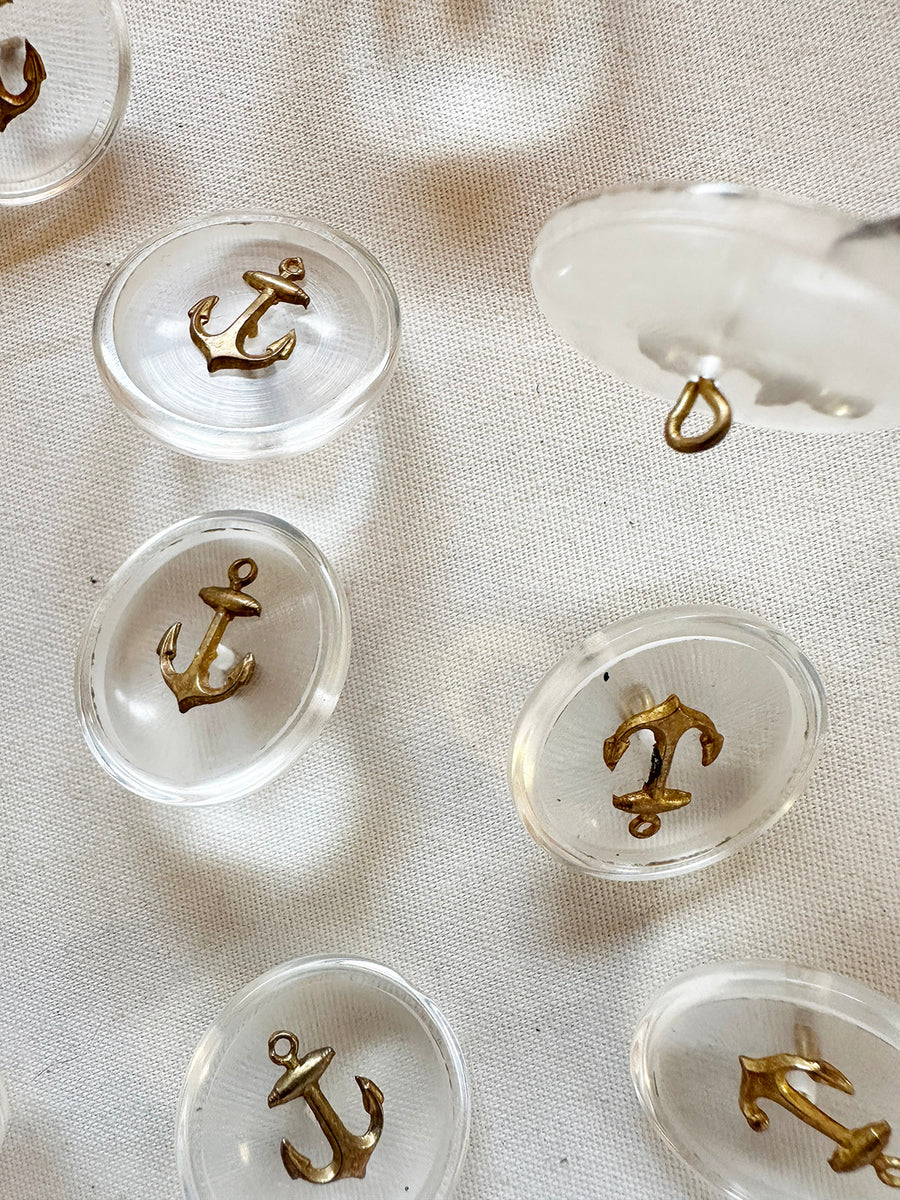 Vintage Italian Yacht Style Brass Anchor Buttons