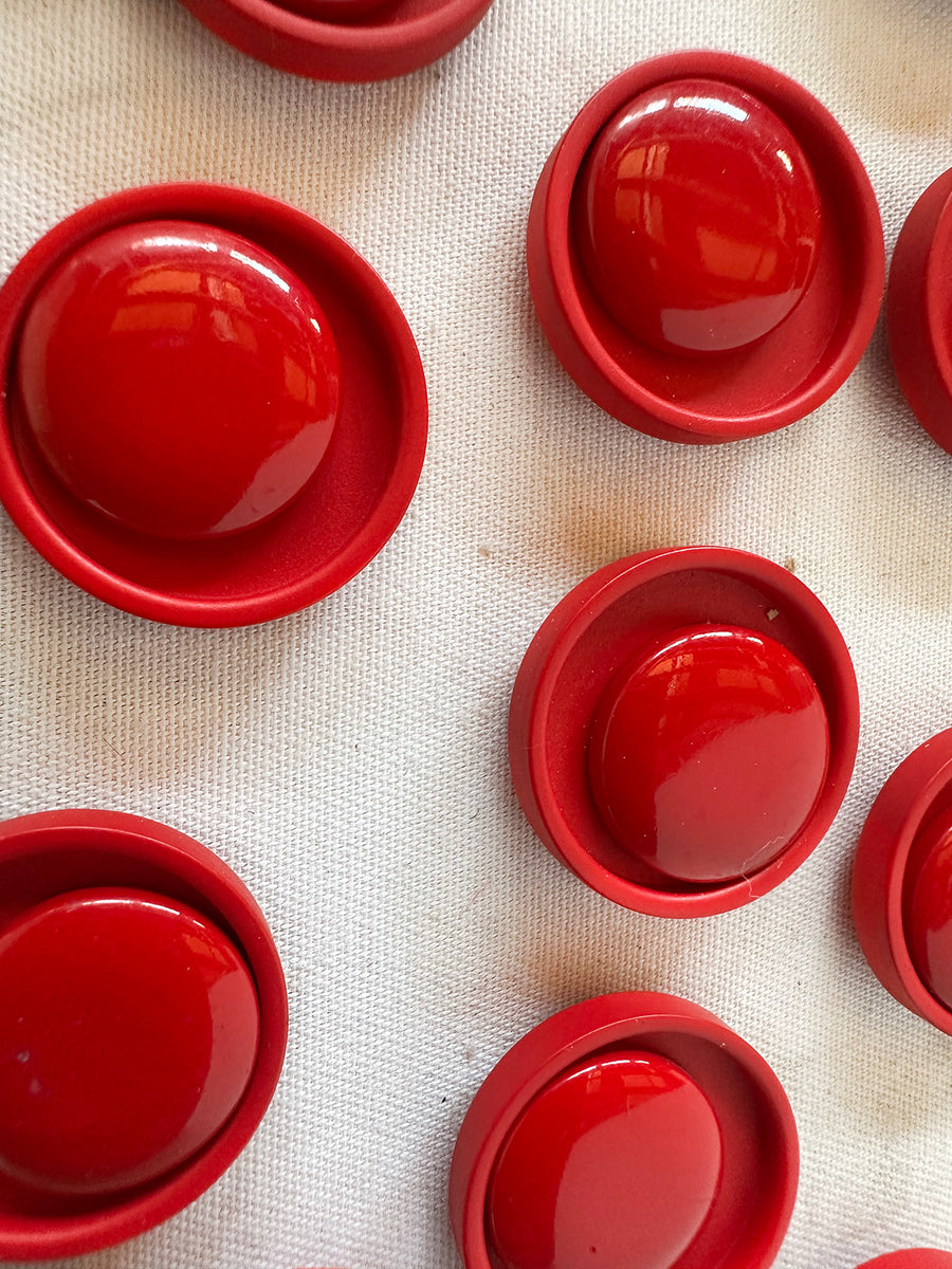 Vintage Italian Red Disc Space Age Buttons
