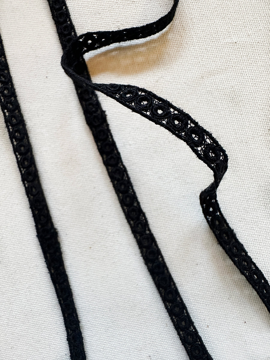 Fine Embroidered Lace Lace Trim Black