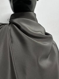 Deadstock Warm Charcoal Crepe De Chine Silk