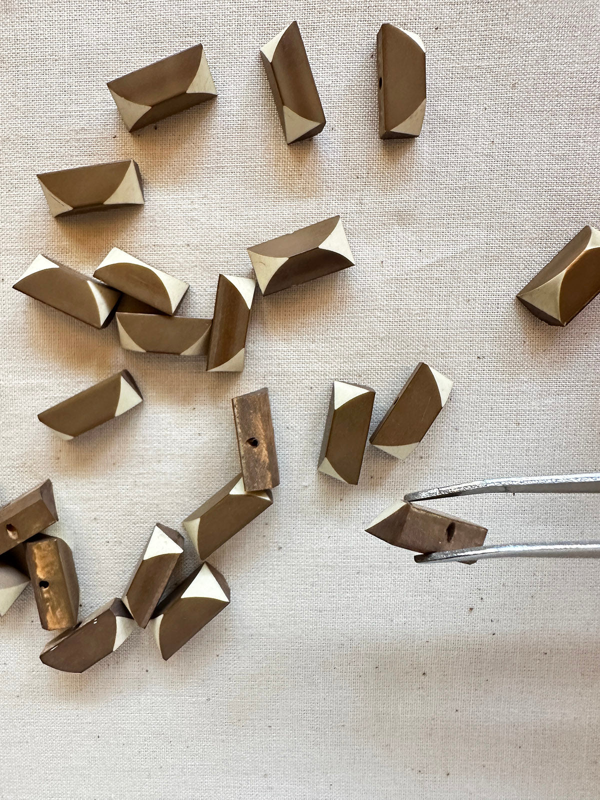 Vintage Italian Geometric Shirt Buttons - Taupe