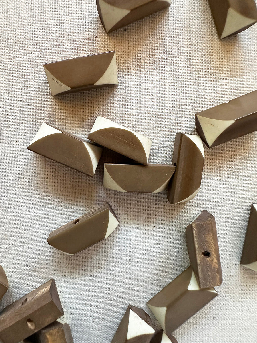 Vintage Italian Geometric Shirt Buttons - Taupe