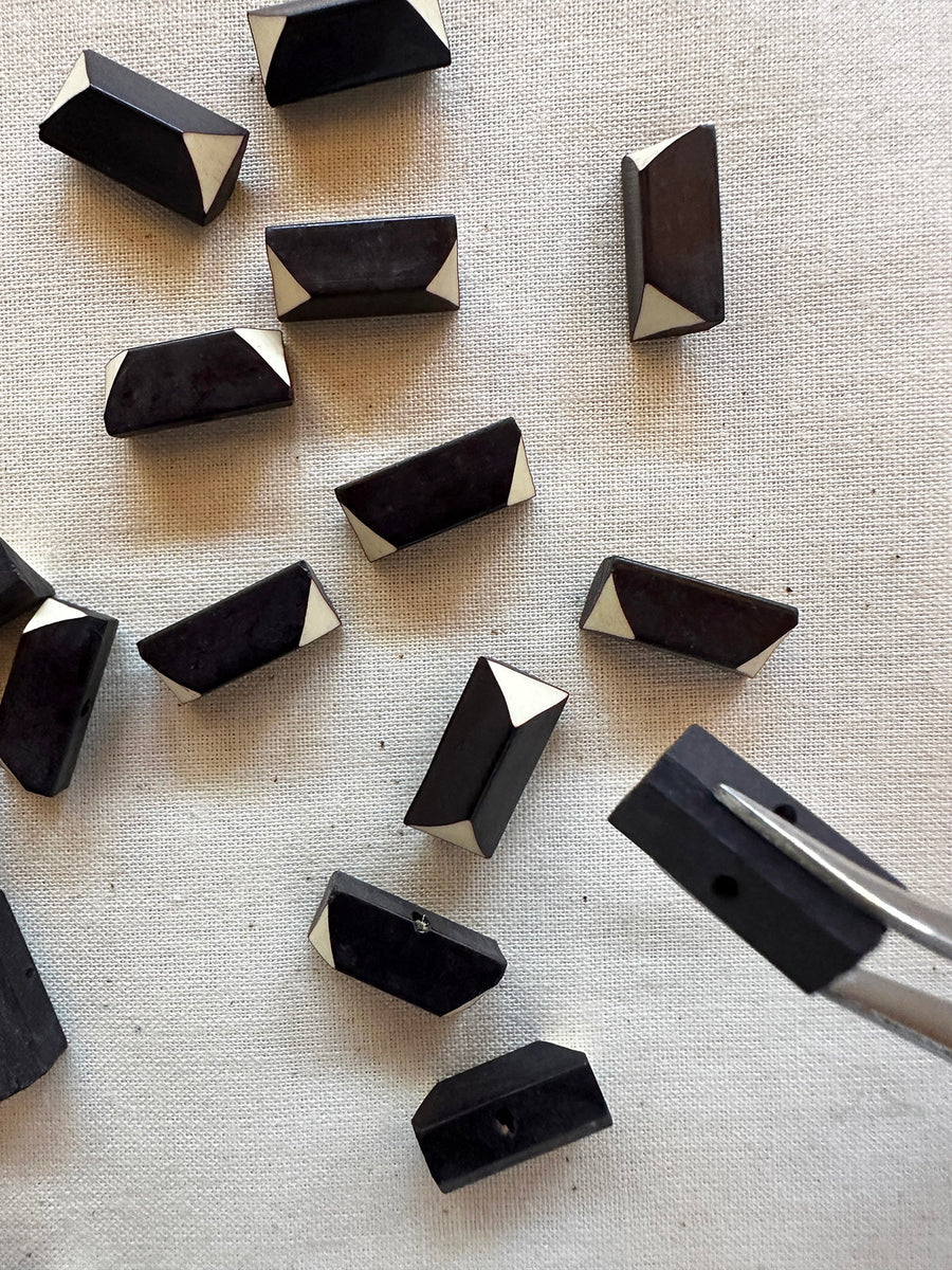Vintage Italian Geometric Shirt Buttons - Black
