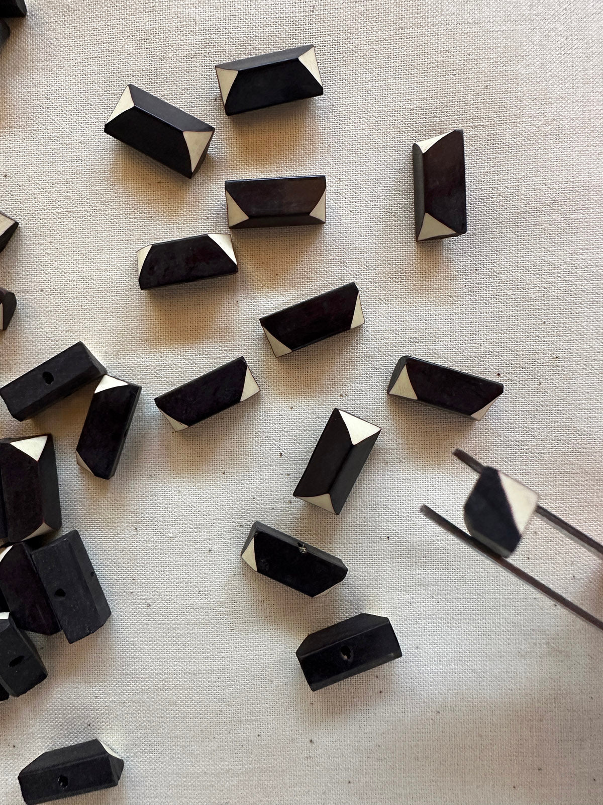 Vintage Italian Geometric Shirt Buttons - Black