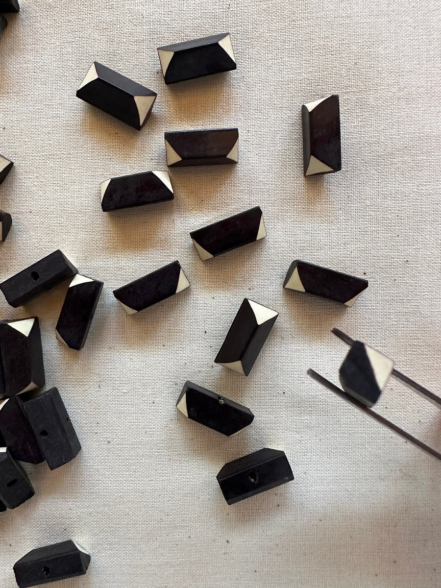 Vintage Italian Geometric Shirt Buttons - Black