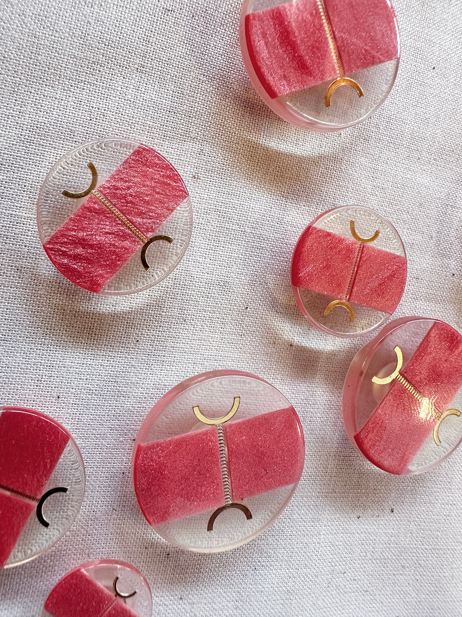 Vintage 60's Italian Gold and Pink Buttons
