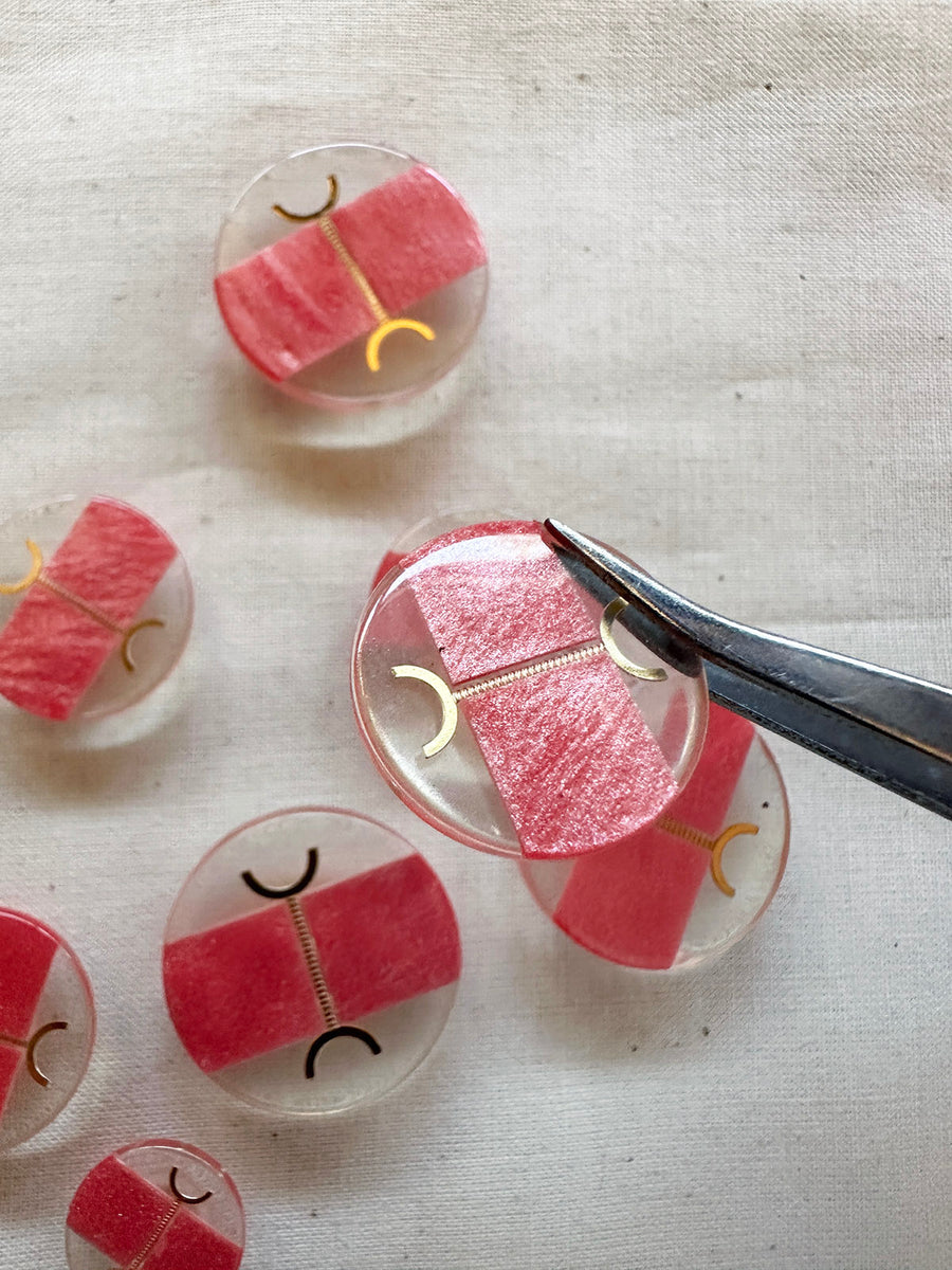Vintage 60's Italian Gold and Pink Buttons
