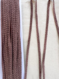 Fine Embroidered Lace Trim - Dusty Rose