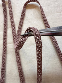 Fine Embroidered Lace Trim - Dusty Rose