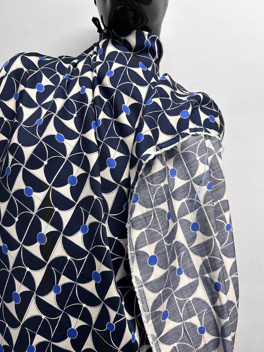 Italian Geometric Viscose Twill Challis