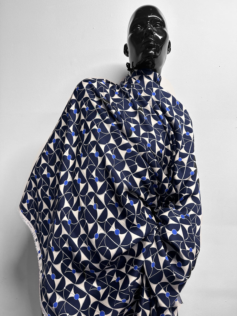 Italian Geometric Viscose Twill Challis