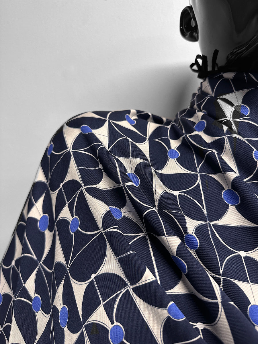 Italian Geometric Viscose Twill Challis
