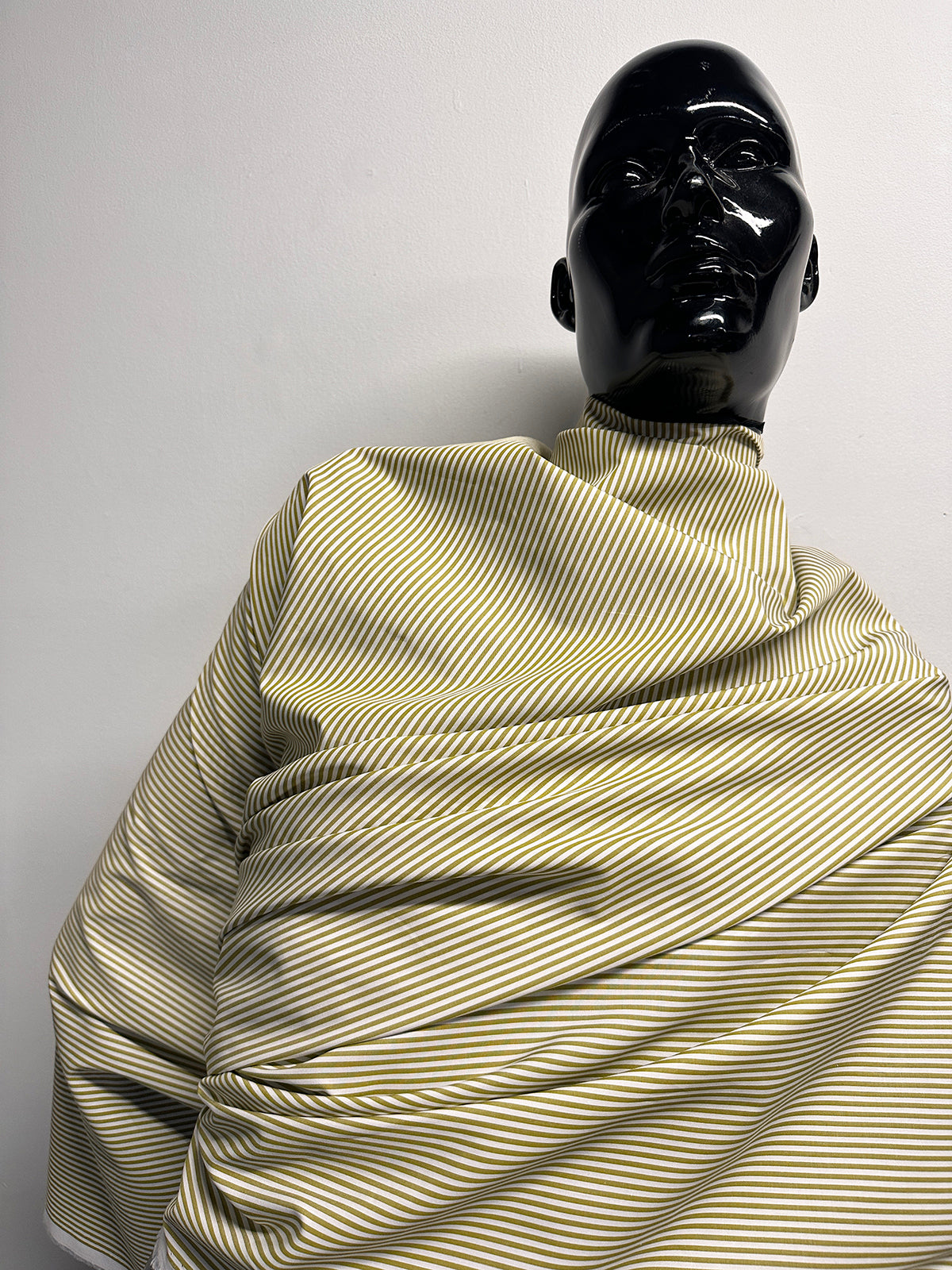 Italian Coast Albini Canclini Chartreuse Striped Cotton Shirting