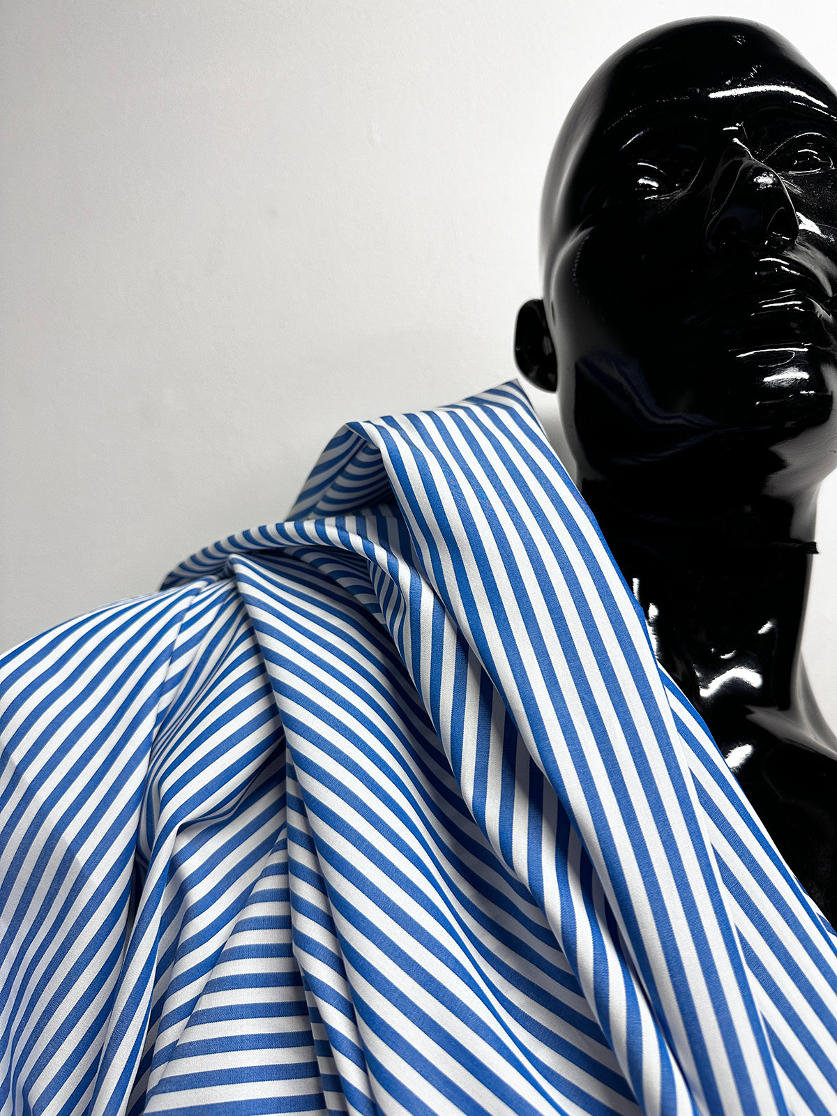 Italian Coast Albini Canclini Blue Striped Cotton Shirting