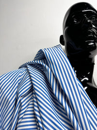 Italian Coast Albini Canclini Blue Striped Cotton Shirting