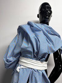 Italian Coast Albini Canclini Blue Striped Cotton Shirting