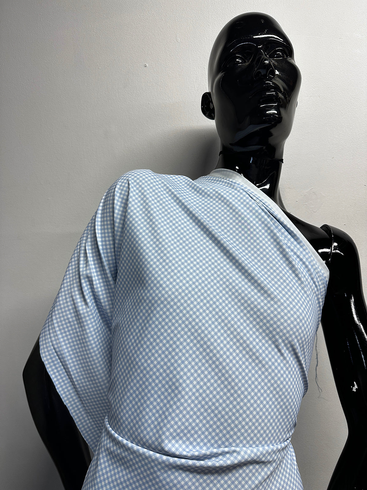 Italian Blue Gingham Print Swim Wear Fabric