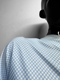Italian Blue Gingham Print Swim Wear Fabric