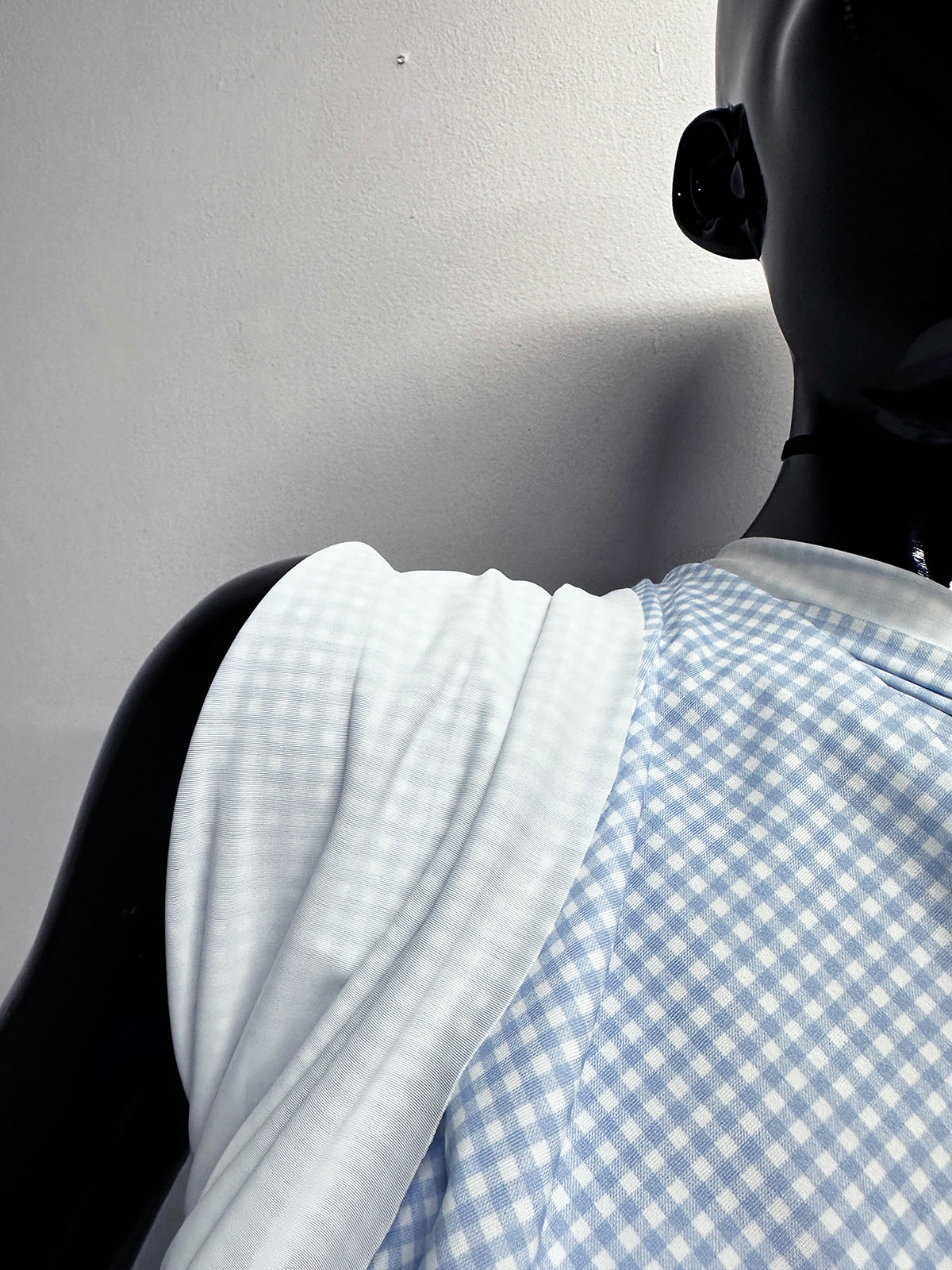 Italian Blue Gingham Print Swim Wear Fabric